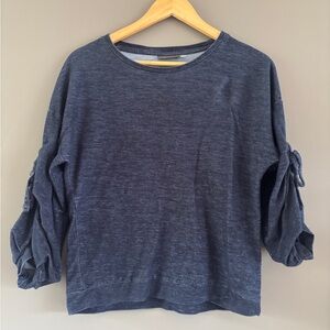 Yessica Navy Blue Top with Rolled Sleeves